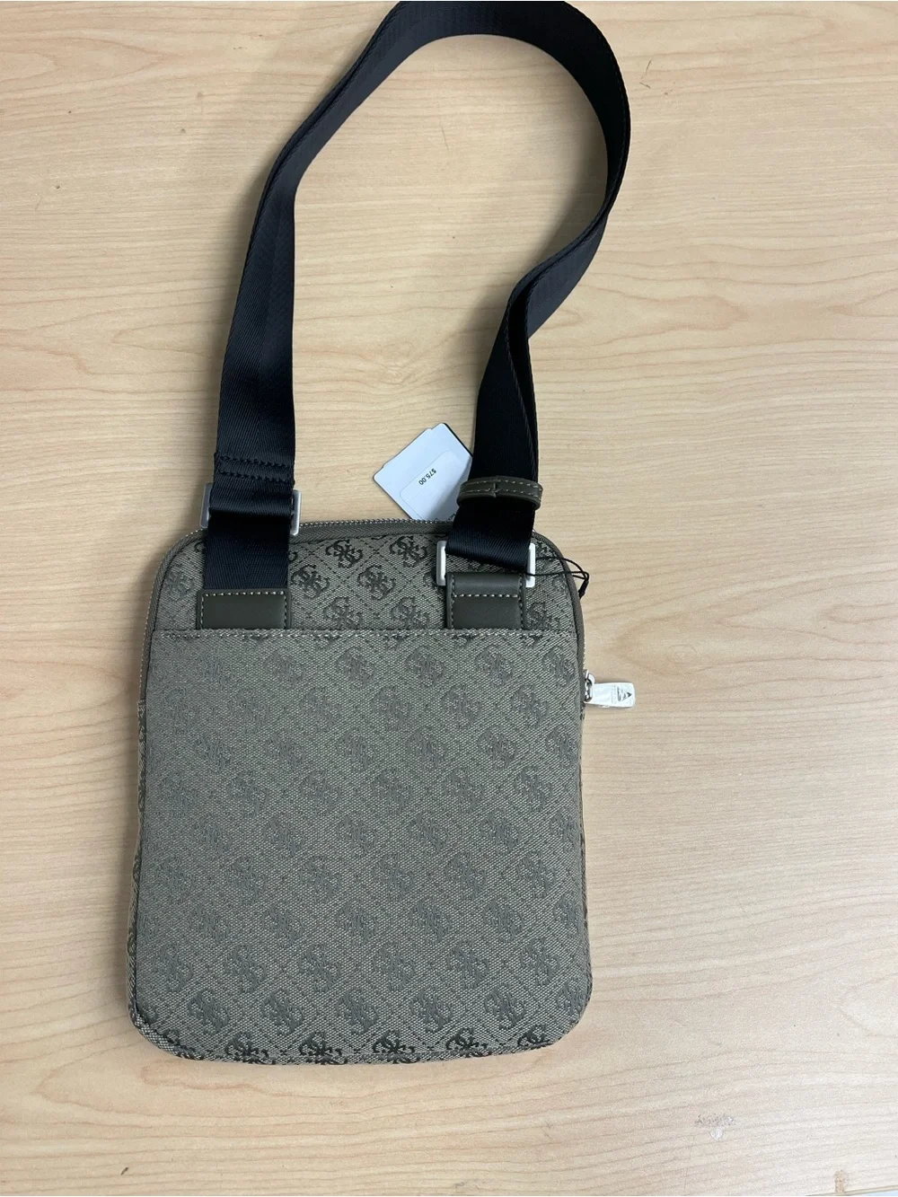 GUESS Olive and Black Logo Messenger Crossbody